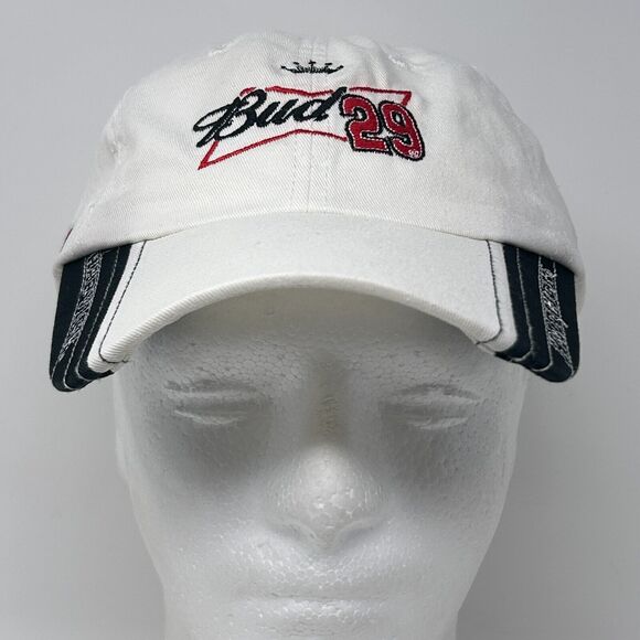 Budweiser Kevin Harvick NASCAR Dad Hat Baseball Cap Auto Racing Strapback White - Picture 2 of 9